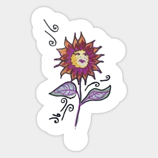 Colorful Sunflower Flower Doodle Drawing Sticker